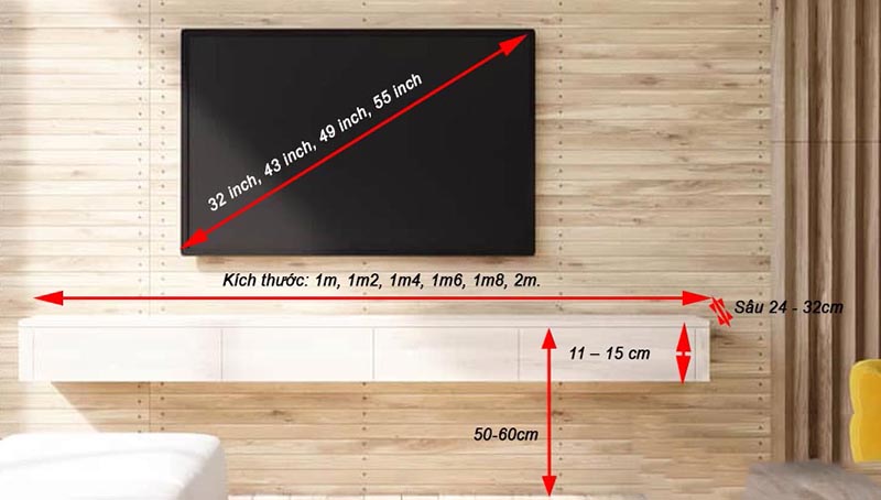 Chiều cao treo tivi phòng ngủ
