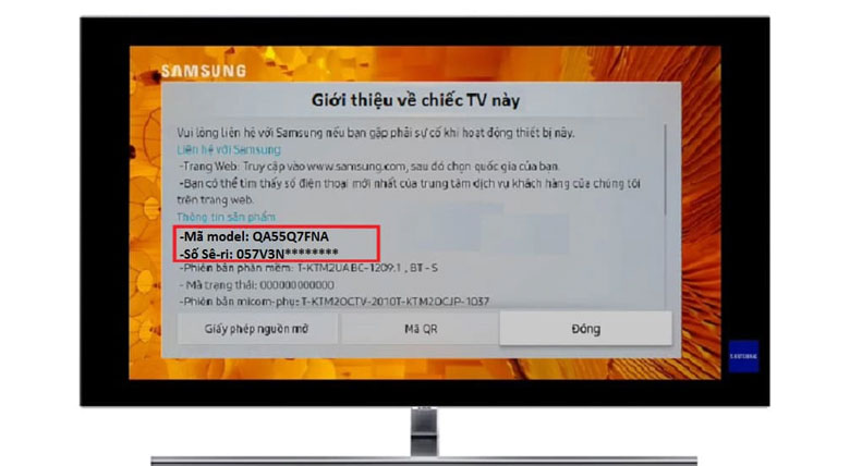 Cách kiểm tra tivi Samsung chính hãng