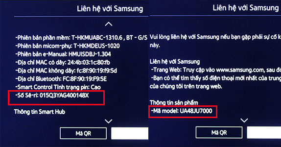 Cách kiểm tra tivi Samsung chính hãng