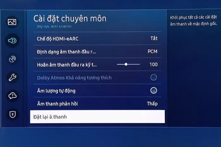 Lỗi âm thanh trên tivi Samsung