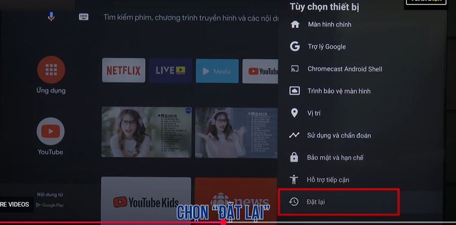 Cách chuyển tivi Android Panasonic về chế độ xuất xưởng