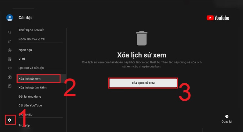 Cách xóa lịch sử YouTube trên tivi Panasonic