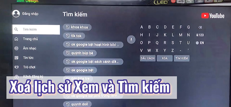 Cách xóa lịch sử YouTube trên tivi Panasonic