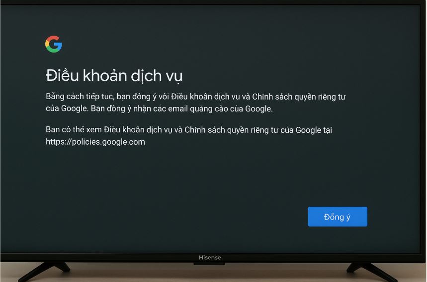 Cách tạo tài khoản Google trên tivi Hisense